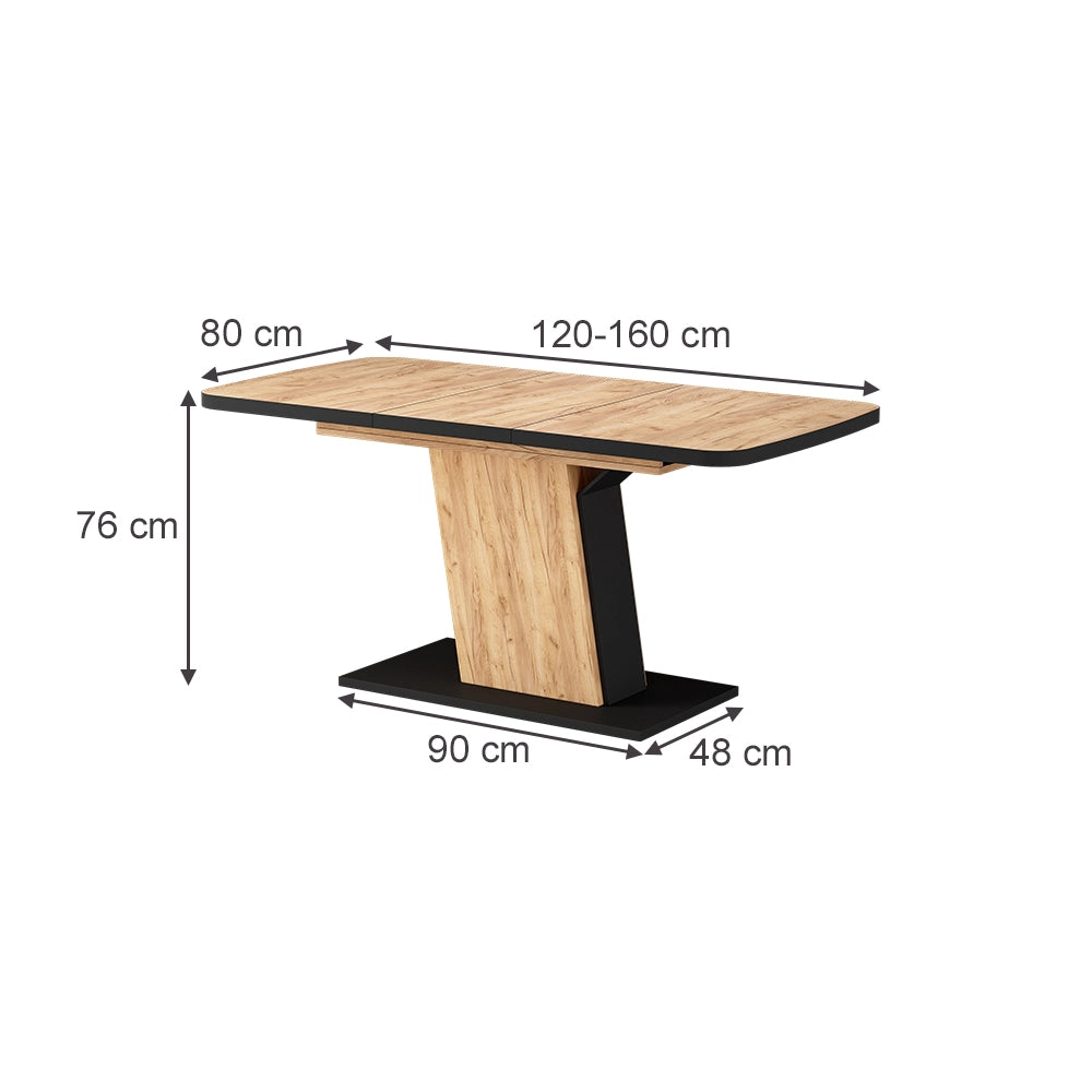 Vicco Tavolo da pranzo Estensibile Rovere nero/oro 120/160 x 80 cm
