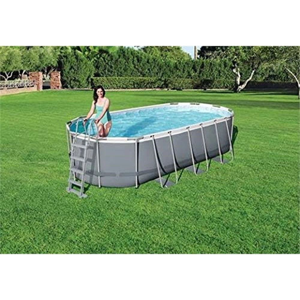 Trade Shop - Scaletta Di Sicurezza Per Piscine 122cm Con Gradini In Plastica Telaio In Metallo 58331 -