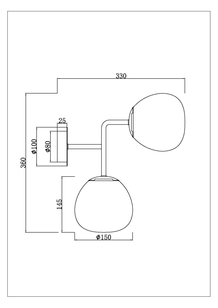 Maytoni Applique contemporanea Erich 2 luci E14 nichel metallo vetro soffiato