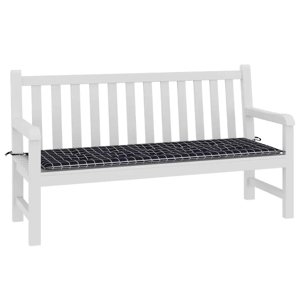 Cuscino Panca | Cuscini per sedie Giardino a Quadri Nero 150x50x4 cm Tessuto Oxford