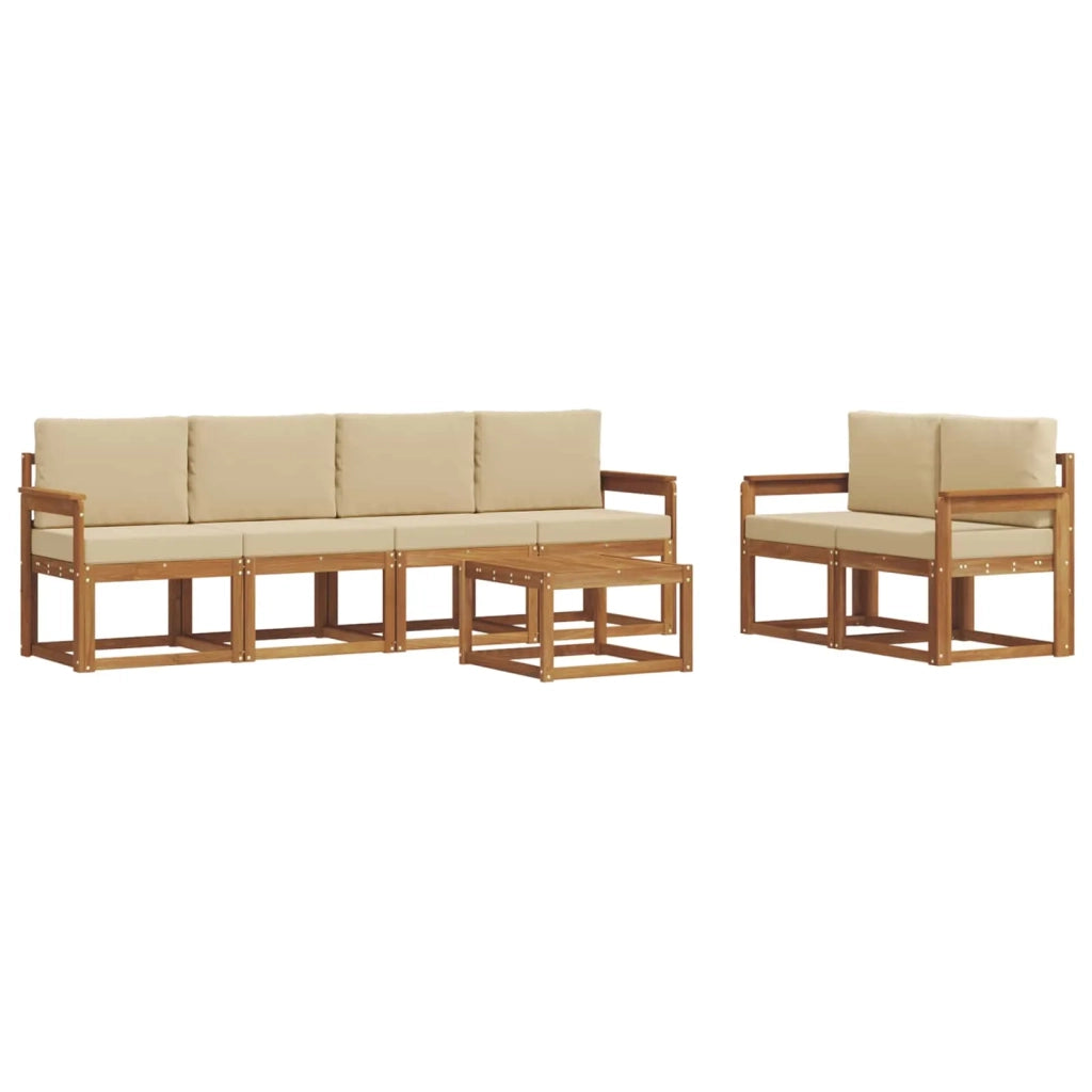 Set di divani da esterno con cuscino 7 pcs Naturale e Beige