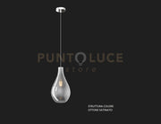 SOSPENSIONE OTTONE SAT. 1 LUCE VETRO PICCOLO FUME' 1193OS-SP-FU
