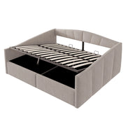 Letto contenitore matrimoniale 140×200 cm con rete sollevabile e contenitore idraulico; senza materasso; grigio chiaro