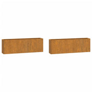 Fioriera aiuola rialzata fioriera aiuola giardino terrazza parete set da 2 acciaio corten arrugginito 53 x 10 x 17 cm marrone 02_0039118