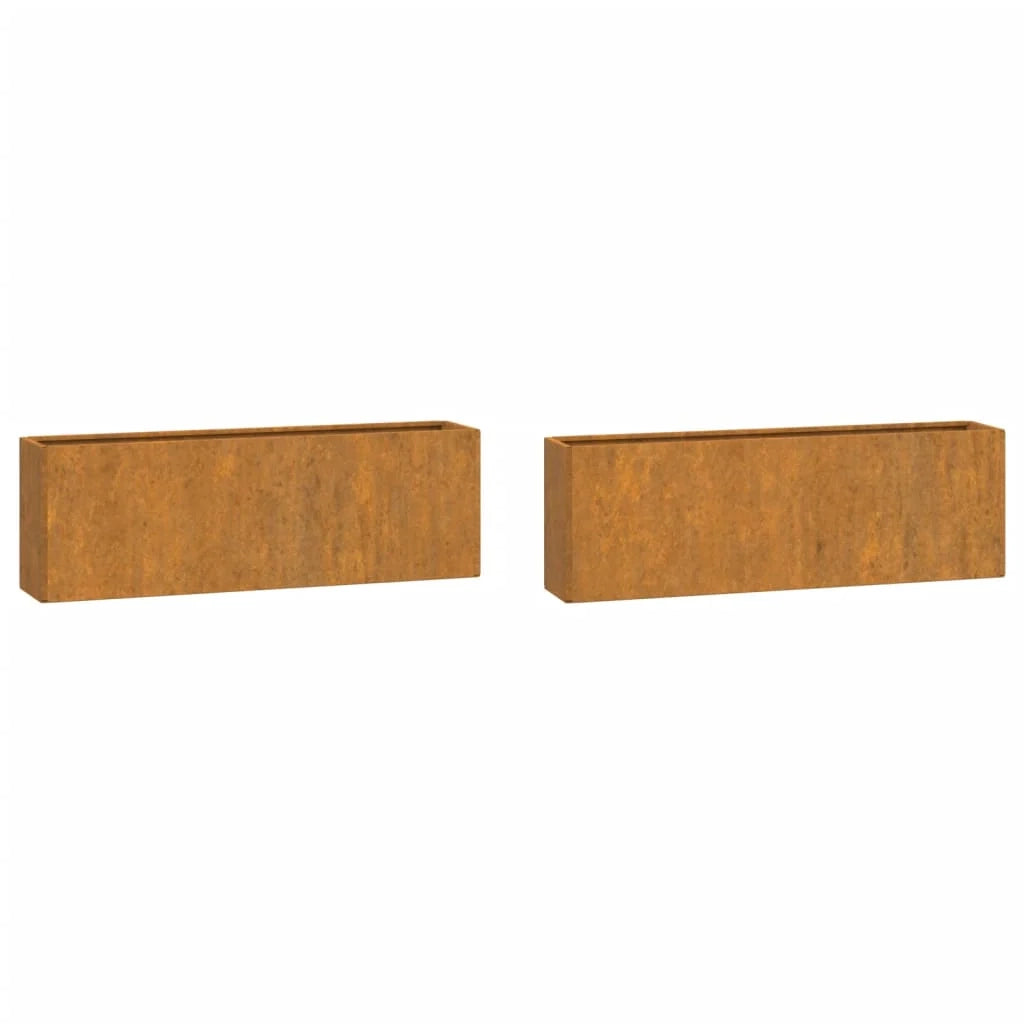 Fioriera aiuola rialzata fioriera aiuola giardino terrazza parete set da 2 acciaio corten arrugginito 53 x 10 x 17 cm marrone 02_0039118