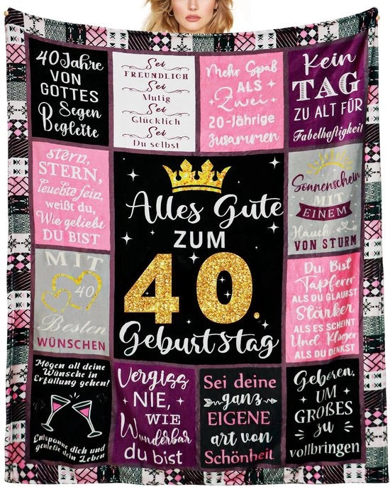 Regalo personalizzato per donna, degenere di flanella rosa, decorazione per compleanno, dimensioni 150x130cm