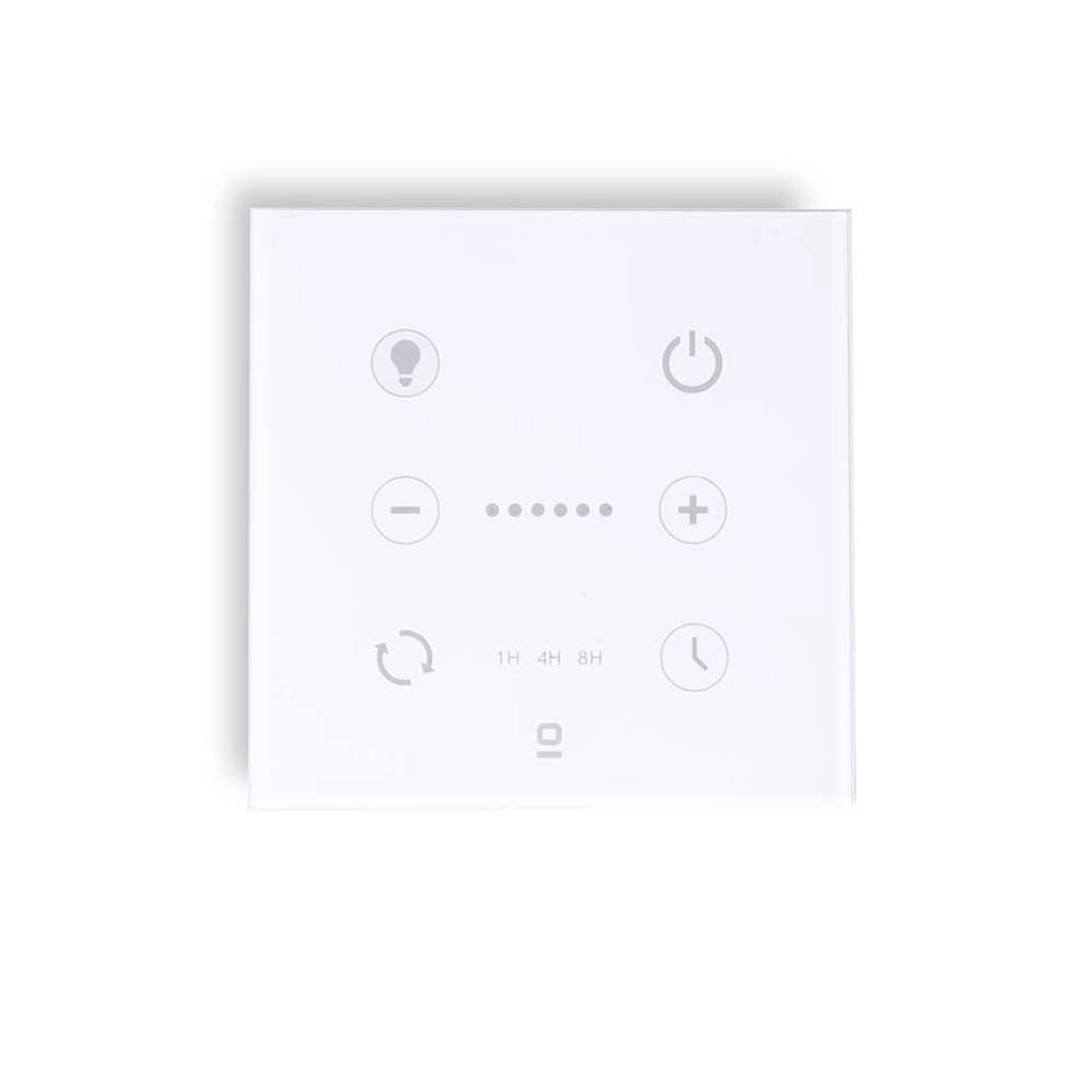 FARO Comando a parete per ventilatori DC con regolazione luce e controllo wireless RF per scatole da incasso tonde-quadrate Bianco Lucido ABS Vetro FARO-33987
