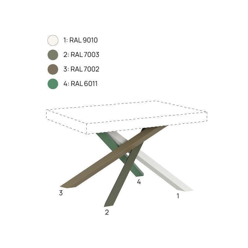 Tavolo allungabile 120/380x90 cm Volantis Premium telaio Multicolore 4/A - Cemento