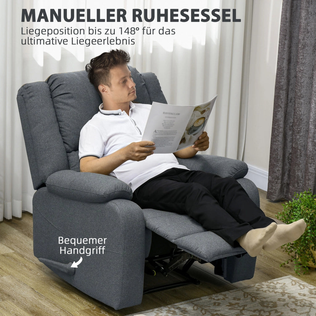 Poltrona Relax Reclinabile con Poggiapiedi Regolabile ¨C zephmum ¨C Grigio 90x96x98