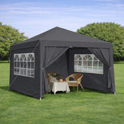GAZEBO PIEGHEVOLE 3 x 3 m Nero con 4 pareti laterali e 4 sacchi di sabbia