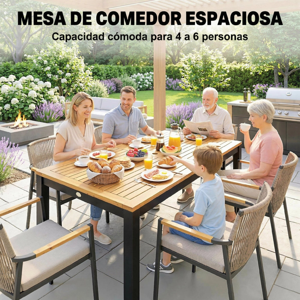 Tavolo da pranzo per giardino in legno per 6 persone ¨C zephmum ¨C naturale 150x75x75