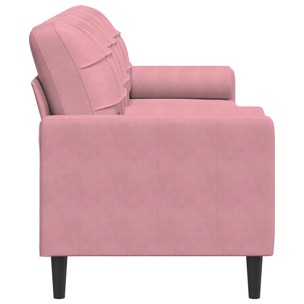 Divano a 3 Posti con Cuscini Rosa 210 cm in Velluto