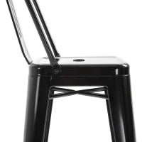 Set 4 Sgabelli Ergonomici con Schienale Rimovibile e Poggiapiedi, Sgabelli da Cucina in Metallo, 44x46x116 cm, Nero
