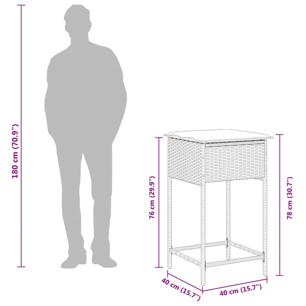 Sgabelli da Bar con Cuscini 2 pz Neri in Polyrattan CFW8054906