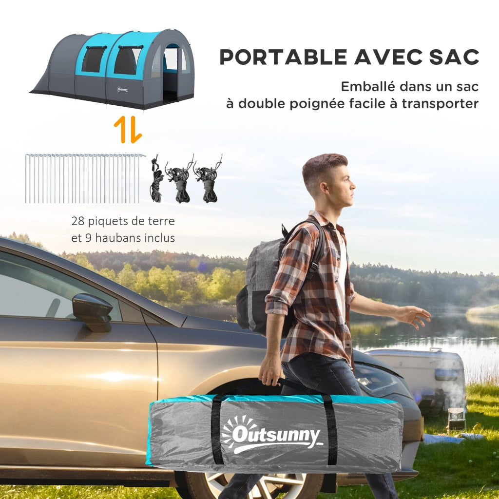 Tenda da campeggio 3 posti ¨C zephmum ¨C Grigio, Impermeabile, 480x260x200 cm