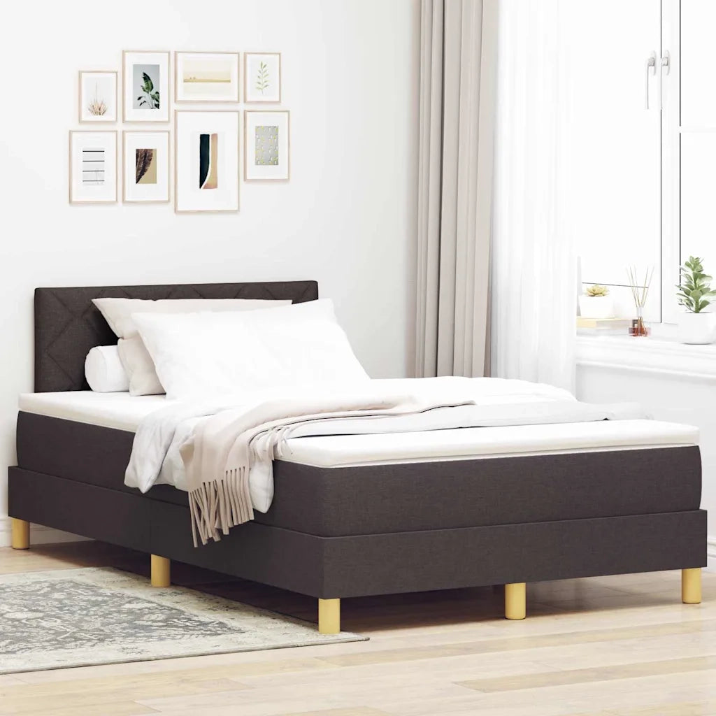 Letto a molle con cuscino Marrone Scuro 120 x 190 cm Tessuto