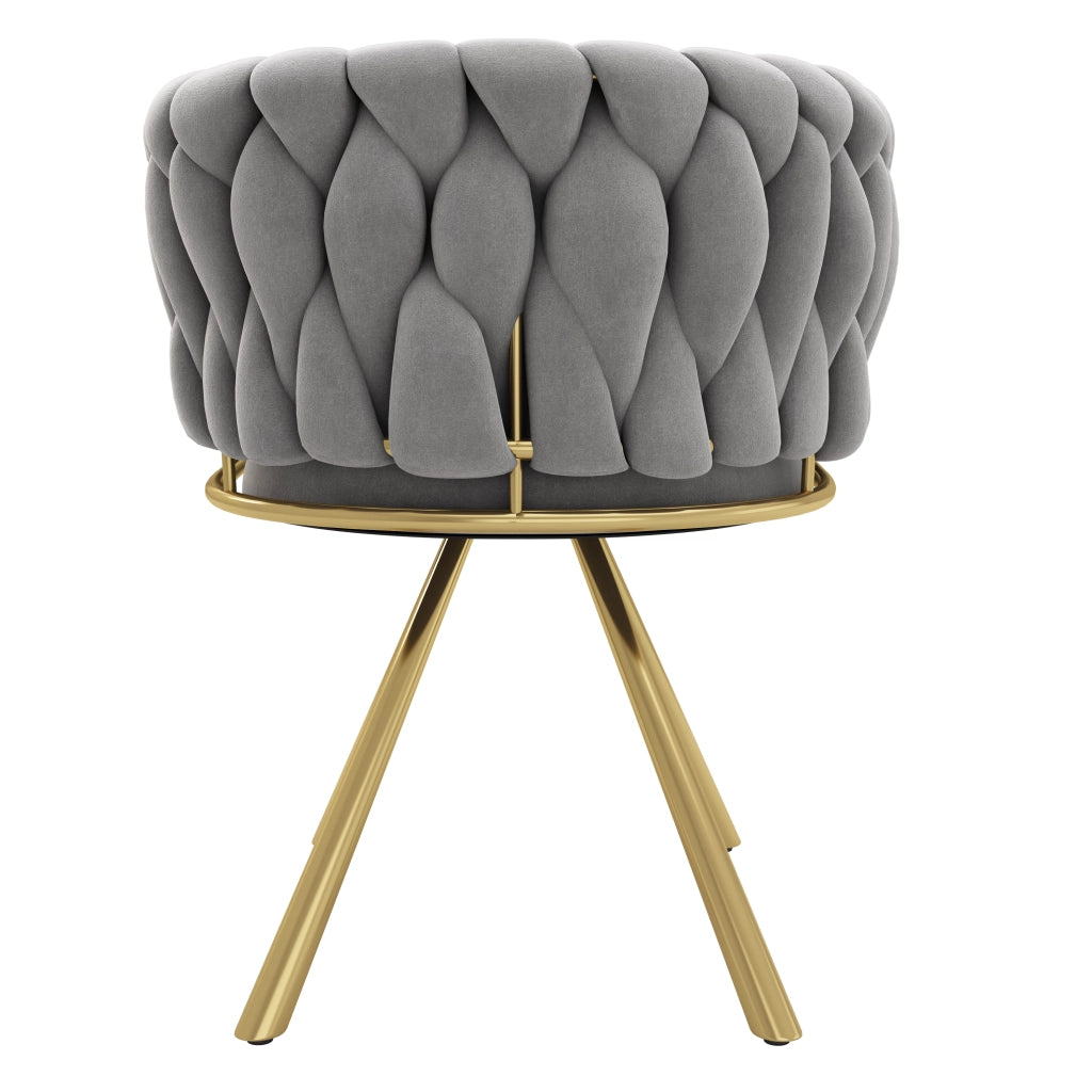 Set di 2 sedie girevoli in velluto per sala da pranzo, struttura in metallo a quattro gambe, grigio/oro