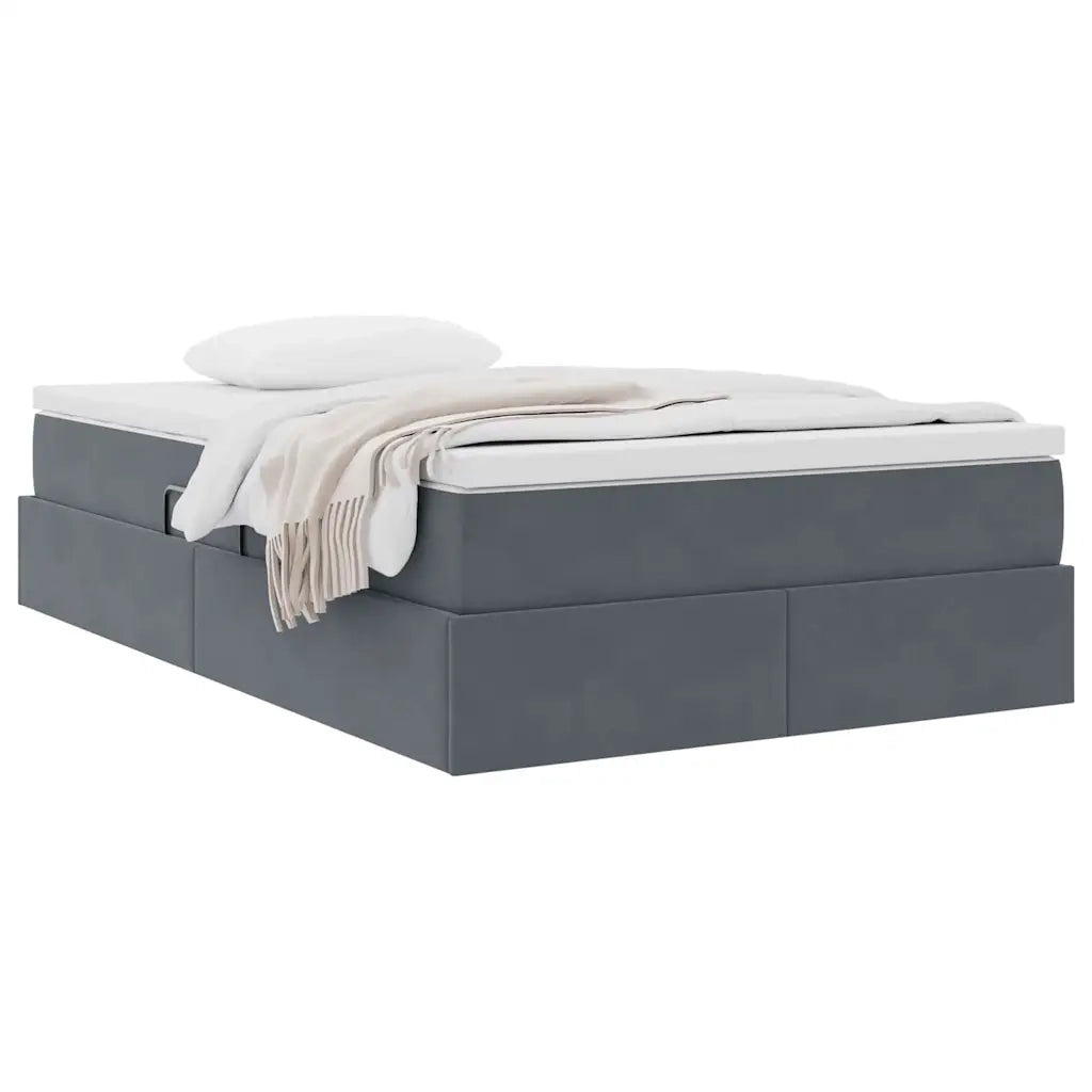 Letto con contenitore e materasso Grigio scuro 120 x 200 cm
