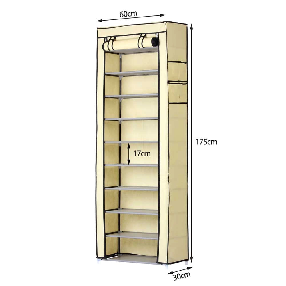 Armadietto Scarpiera Salvaspazio fino a 30 Paia Scaffale Metallo TNT Beige H175cm