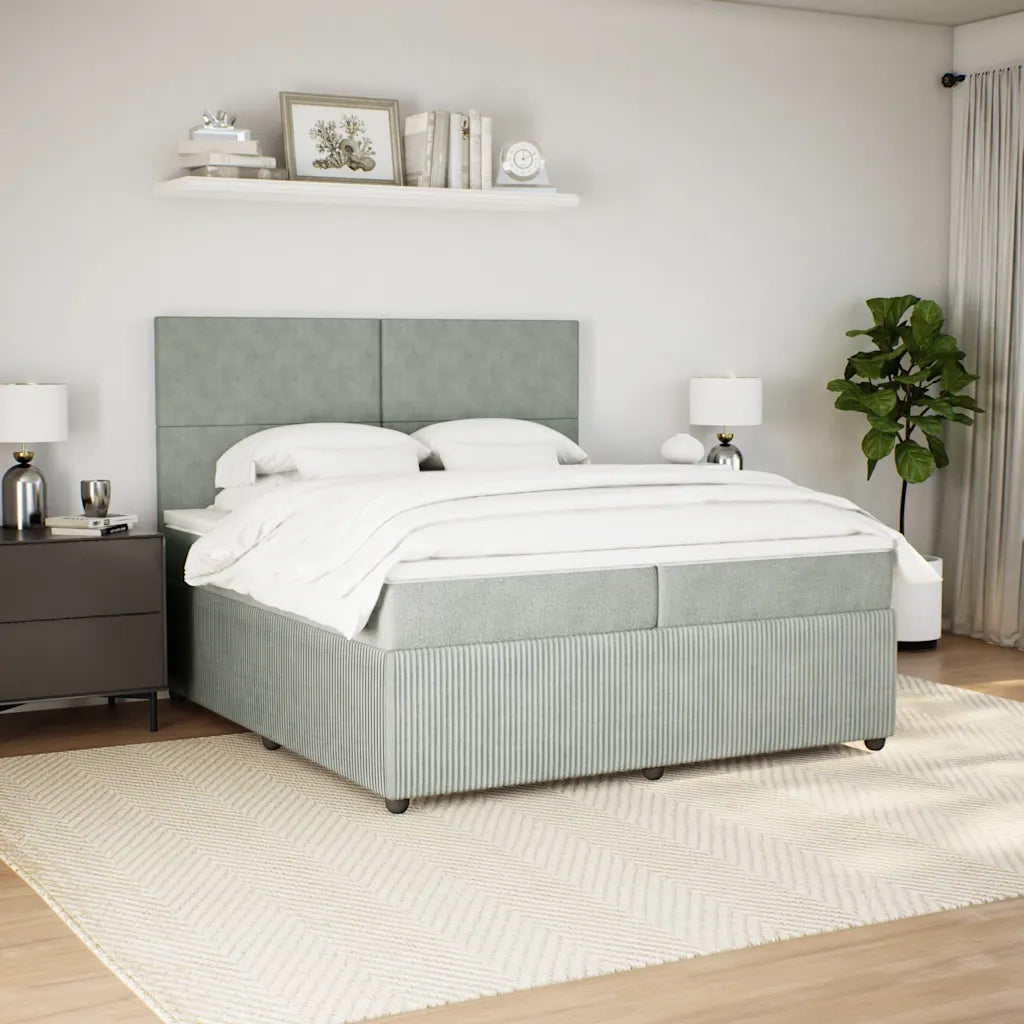 Giroletto a Molle con Materasso Grigio Chiaro 200x200cm Velluto