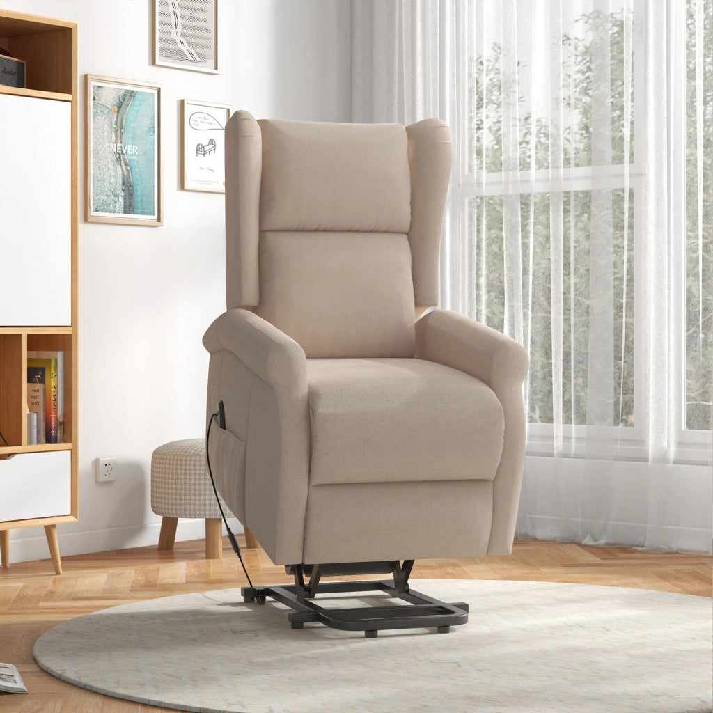 Poltrona relax elettrica con alzapersona, posizione reclinabile, portata max 200 kg, bianco crema