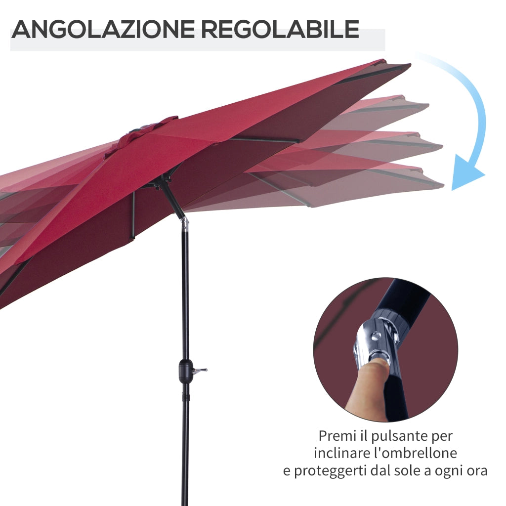 EasyComfort Ombrellone da Giardino 3x2.5 m Inclinabile con Palo Smontabile, in Metallo e Poliestere Rosso Scuro