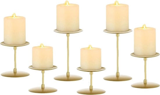 Decorazione per Versiamento Candelabri in Metallo Giallo - Set di 6 Stendardi per Candelabri, Decorazione Moderna per Camino da Soggiorno - Punto di Focalizzazione per la Tavola da Pranzo per Matrimonio, Festa di Natale e di Avvento