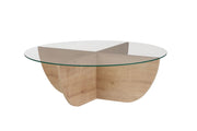 Tavolino in vetro "Liya" 90 x 90 x 30 cm - Rovere zaffiro