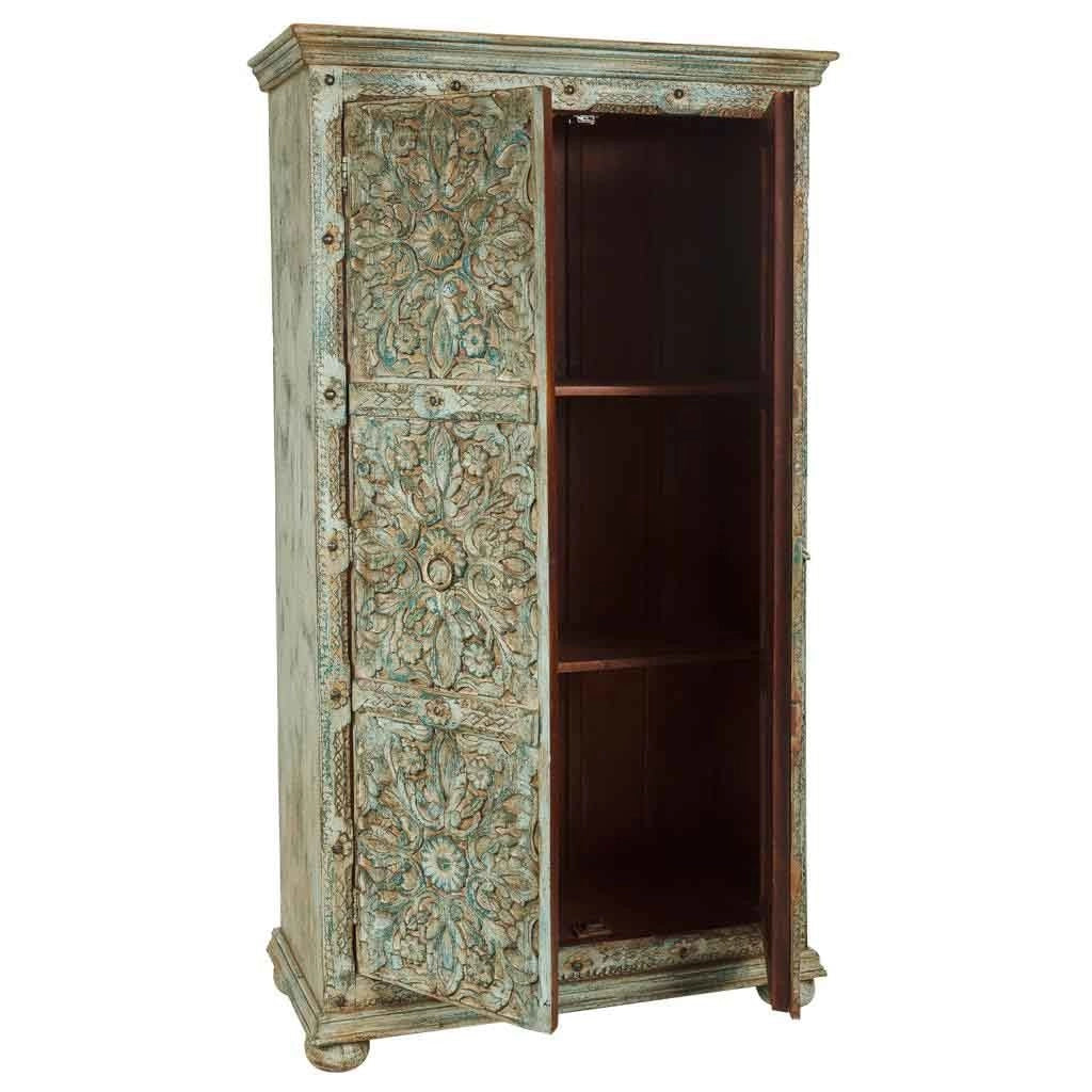 Mobile in legno intagliato verde 102x44x183h
