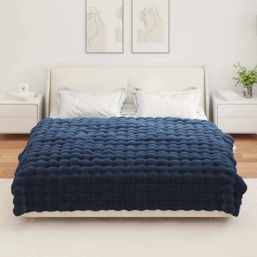 Coperta antiscivolo in finta di coniglio Olite 4 pcs Blu Marino