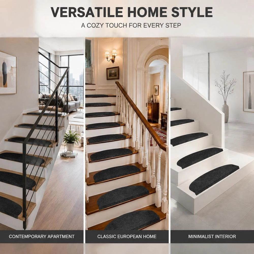 Self-adhesive Stair Treads, 15 Pieces, 65x22.5x3.5 Cm, Black