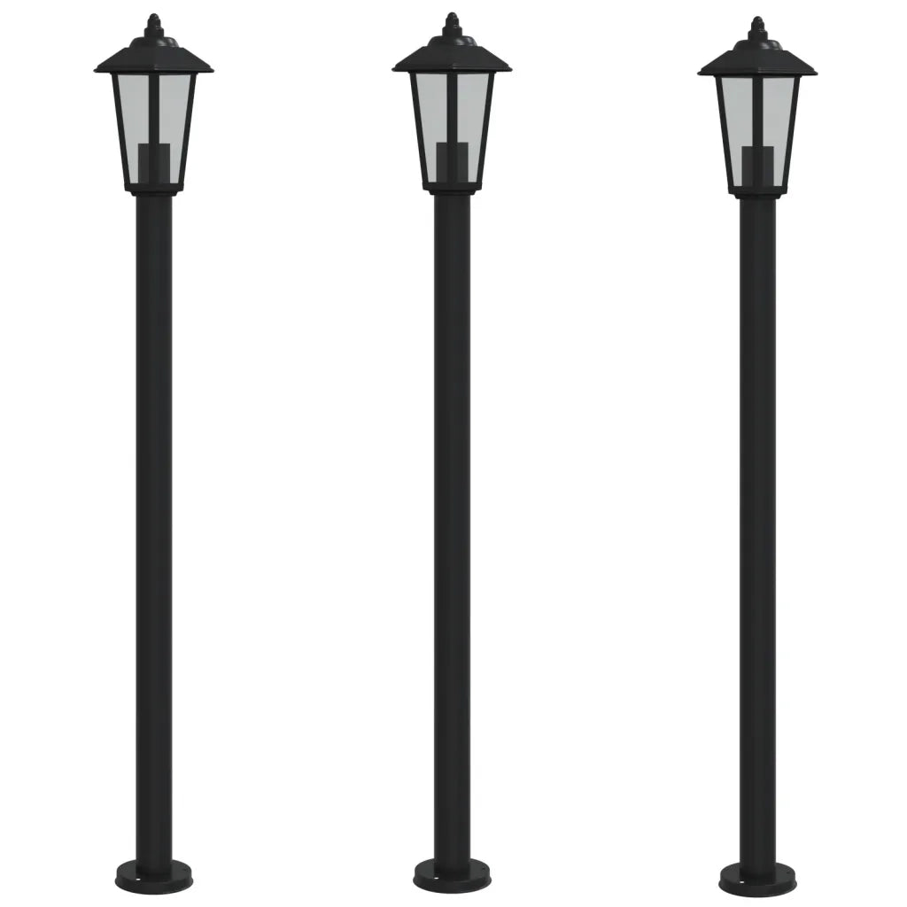 vidaXL Lampade da Terra per Esterni 3 pz Nere 120 cm in Acciaio Inox