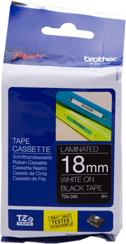 Brother TZE-355 nastro per etichettatrice Bianco su nero