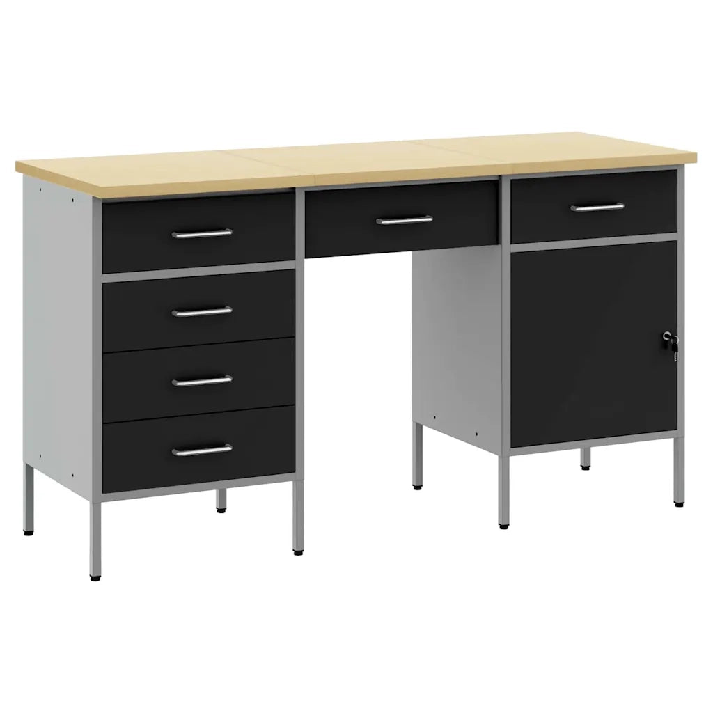 Mobile da lavoro 3 pcs Nero Legno ingegnerizzato e acciaio 3321378