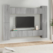 Set Mobili Porta TV 10 pz Grigio Sonoma in Legno Multistrato