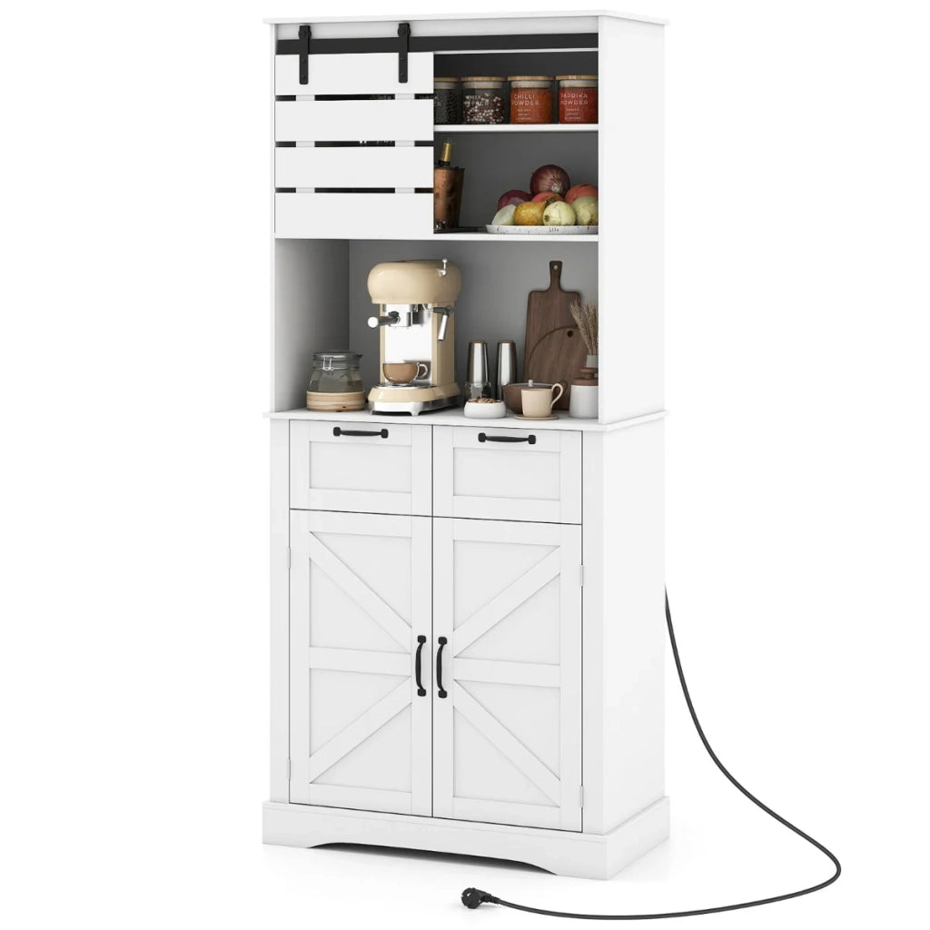 Mobile da cucina 80 x 40 x 180 cm con comoda stazione di ricarica design moderno in MDF bianco 20_0016292