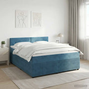 Letto box spring con materasso Blu Scuro 160 x 200 cm Velluto 3451713