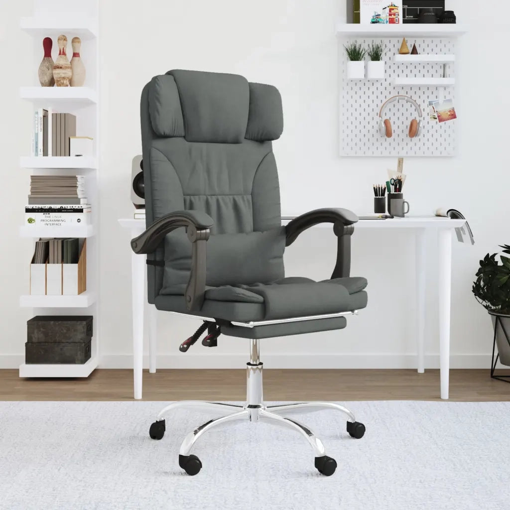 Sedia da Ufficio Massaggio Reclinabile Grigio Scuro in Tessuto cod mxl 5531