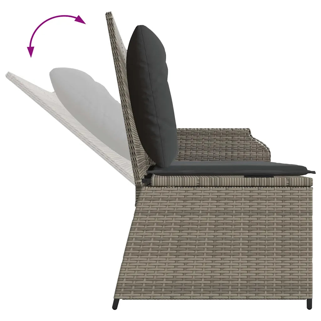 vidaXL Panchina da giardino con cuscino Grigio Poly Rattan