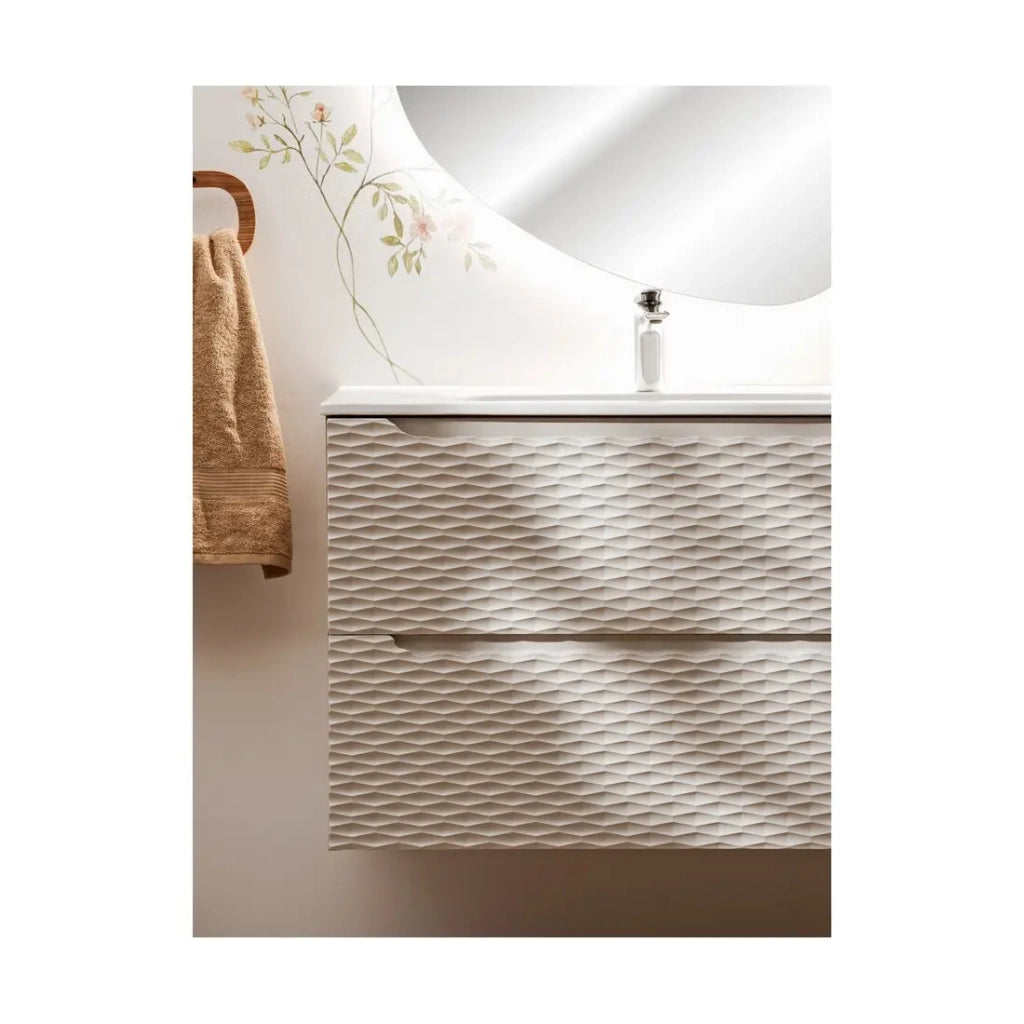 Mobile sottolavabo YOKA – Beige e rovere chiaro 70 cm