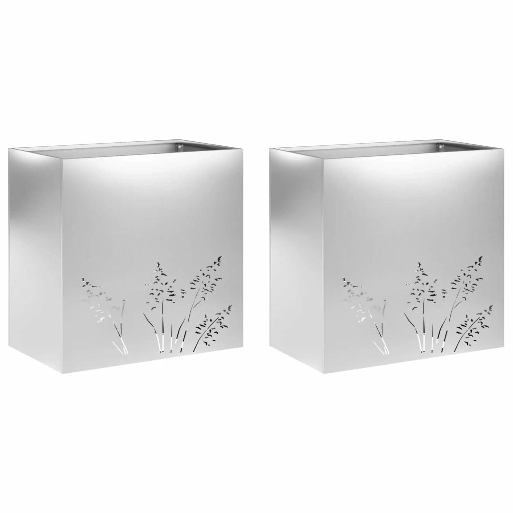 Vaso da giardino 2 pz Argento 50 x 30 x 49 cm Acciaio zincato 8005817