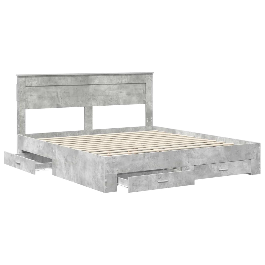 Struttura del letto con testiera Grigio cemento 200 x 200 cm