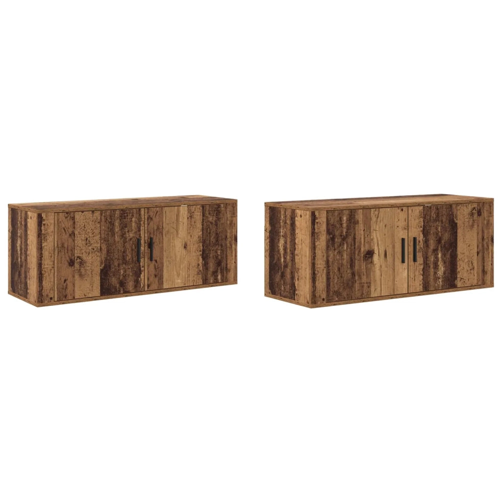 Set Mobile TV da Parete 2 pz | Armadietto TV | Mobile Porta TV Legno vecchio 100 x 34,5 x 40 cm
