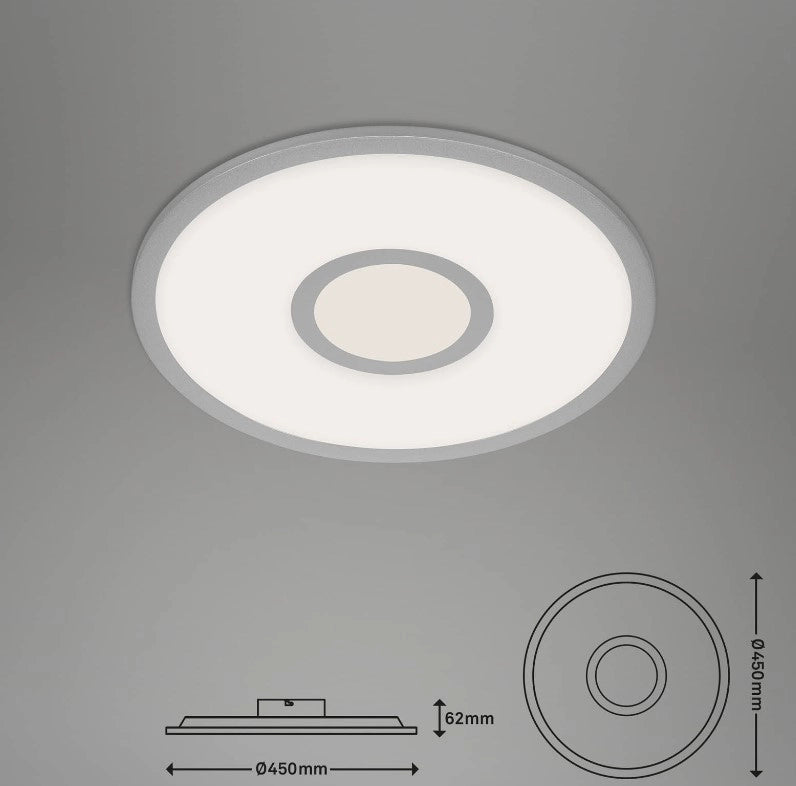 Pannello a LED CCT, Centerlight RGB, Ø 45 cm, 24 W, 2400 LM 2700K a 6500K , argento