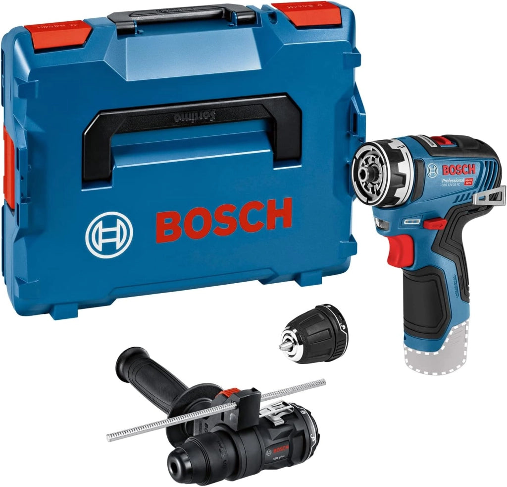 Bosch Professional GSR 12V-35 FC FlexiClick System Trapano-avvitore a Batteria 12V System, Include 2 Batterie 3.0 Ah, Caricabatterie Rapido GAL 12V-40,Include Mandrino GFA 12-B, in L-BOXX, 06019H3001
