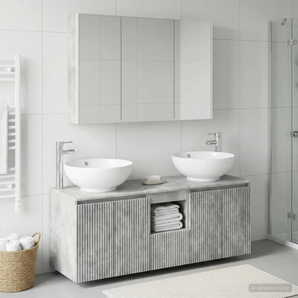 Set di Armadi da Bagno 4 pcs Grigio Cemento 3406506
