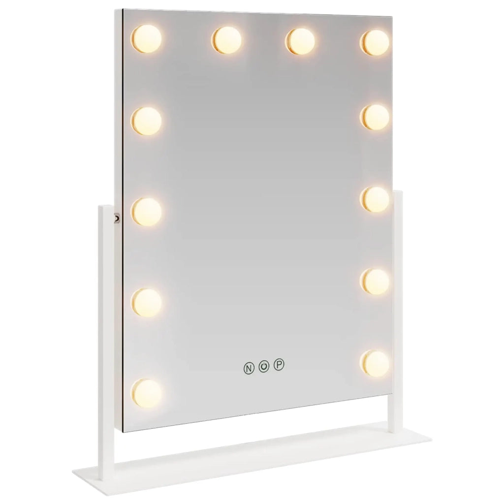 Specchio LED da Vanità Bianco 44 x 10 x 53 cm Vetro e acciaio