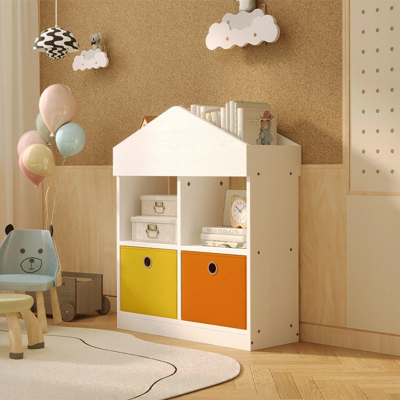 SCAFFALE A FORMA DI CASETTA PER GIOCATTOLI - ORGANIZER BIANCO STILE LOFT 64 CM
