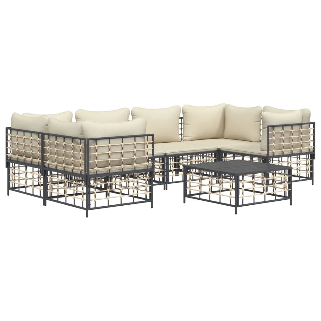 Set Divani da Giardino 7 pz con Cuscini Antracite in Polyrattancod mxl 100546