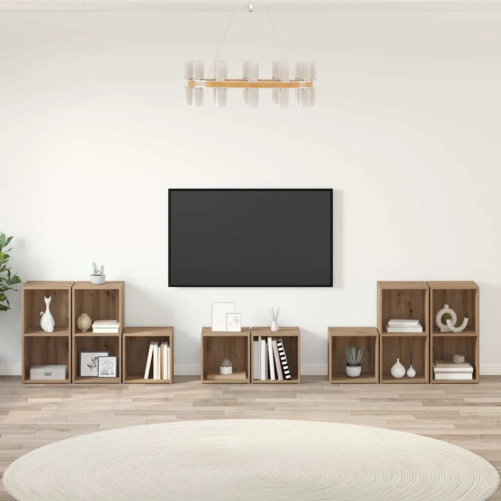 Set di mobili TV 8 pz-Set di 8 Credenza per TV Rovere artigianale Legno multistrato